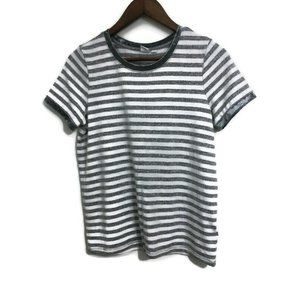 Gap Womens White/Gray Stripe Shirt with Velvet Details size small